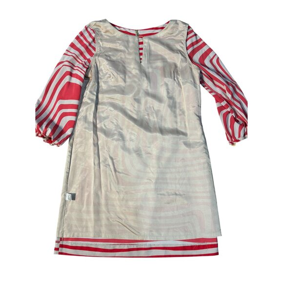 Tahari Arthur S. Levine Women’s Dress Size 10 Red White Geometric Print Career - Picture 5 of 10